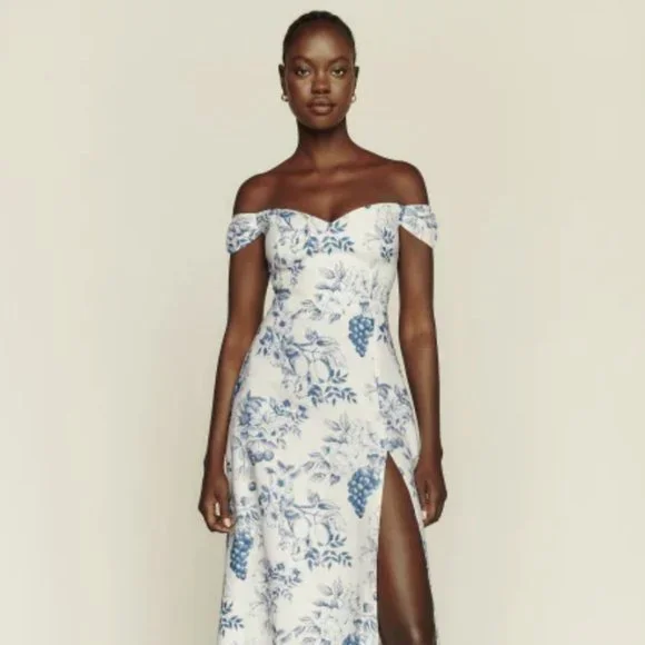 maeve off the shoulder mixed print midi dress maeve dress | fall 25